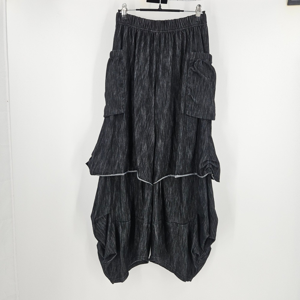 Samuel Dong Layered Pants Black Wide Leg Lagenlook Art to Wear Avant Garde XS
